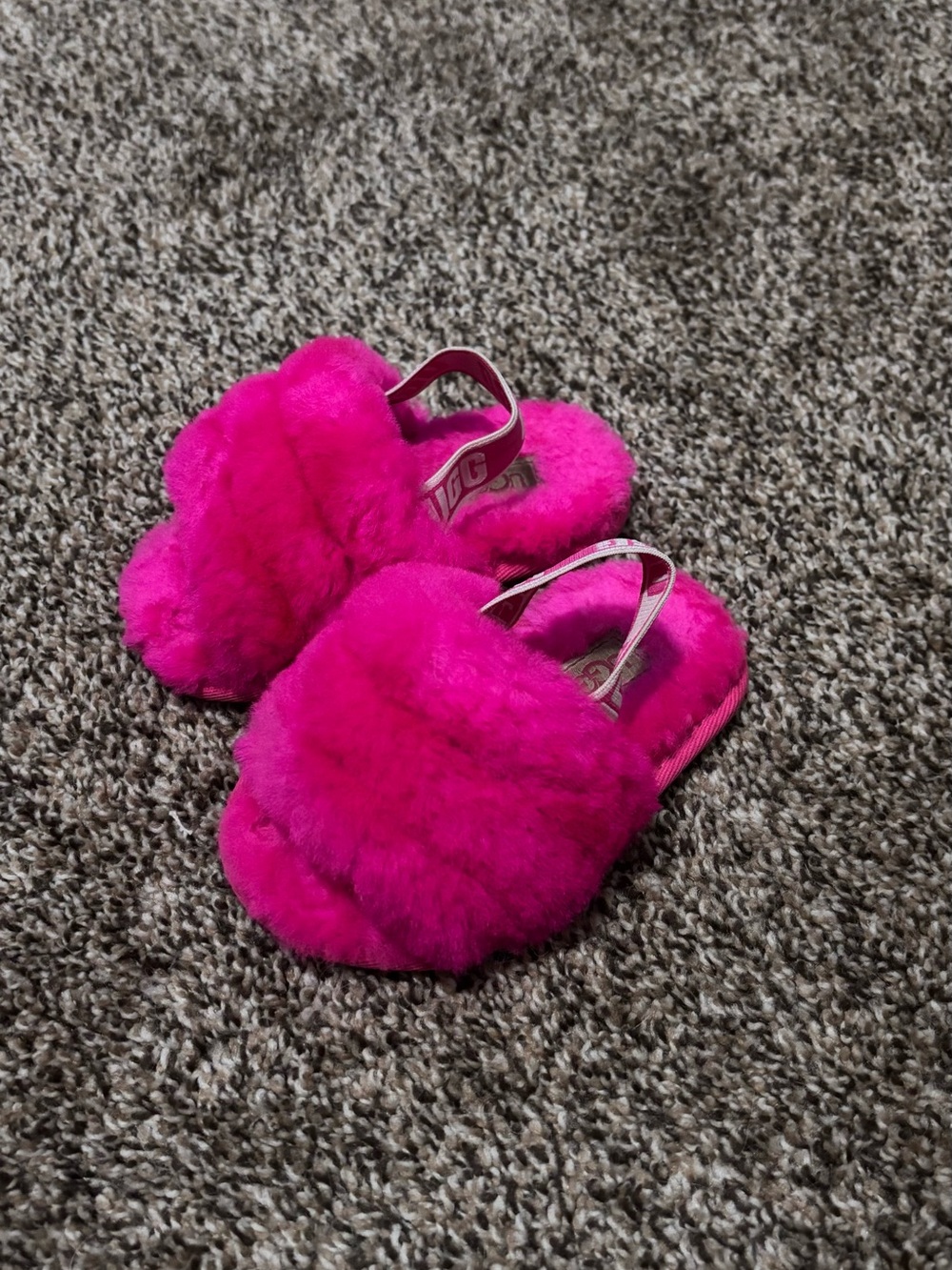 UGG Kids Hot Pink Fuzzy Slingback Slides